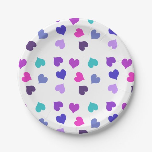 Assiettes En Carton Coeurs colorés mignons (Devant)