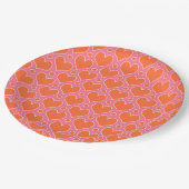 Assiettes En Carton Coeurs d'amour et motif Pois en rose, orange (Angle)