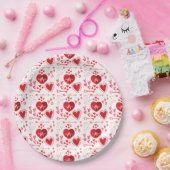 Assiettes En Carton Coeurs d'amour rouges et miel (Fête)