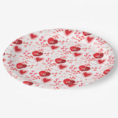 Assiettes En Carton Coeurs d'amour rouges et miel (Angle)