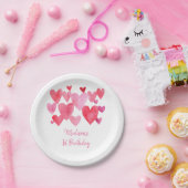 Assiettes En Carton Coeurs d'aquarelle moderne Anniversaire (Fête)