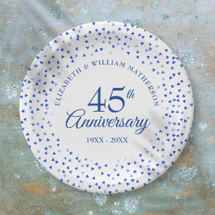 Assiettes En Carton Cœurs de confettis pour le 45e 65e anniversaire de
