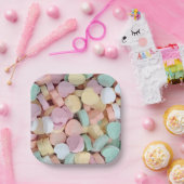Assiettes En Carton Coeurs de conversation de bonbons (Fête)