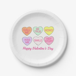 Assiettes En Carton Coeurs de conversation de bonbons Heureuses Sainte