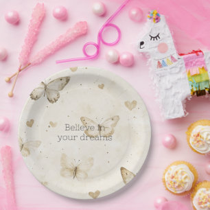 Assiettes En Carton Cœurs de crème Papillons Anniversaire