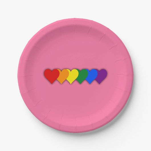 Assiettes En Carton Coeurs de fierté LGBT (Devant)