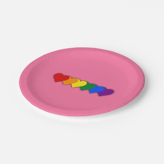Assiettes En Carton Coeurs de fierté LGBT (Angle)