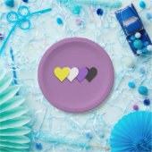 Assiettes En Carton Coeurs de fierté non binaire (Fête)