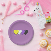 Assiettes En Carton Coeurs de fierté non binaire (Fête)