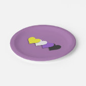 Assiettes En Carton Coeurs de fierté non binaire (Angle)