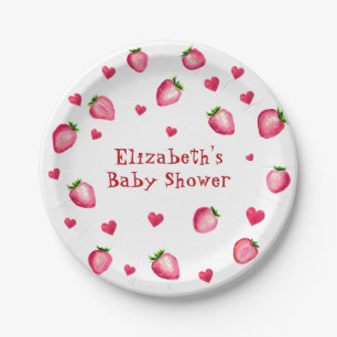 Assiettes En Carton Cœurs de fraises sucrés pour bébé unisexe