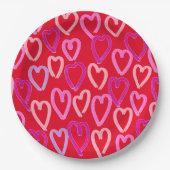 Assiettes En Carton Coeurs de la Saint Valentin (Devant)