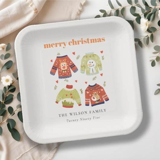 Assiettes En Carton Coeurs de Noël d'hiver mignonnes Laveux Sweater