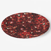 Assiettes En Carton Coeurs de Parties scintillant rouge Bourgogne (Angle)