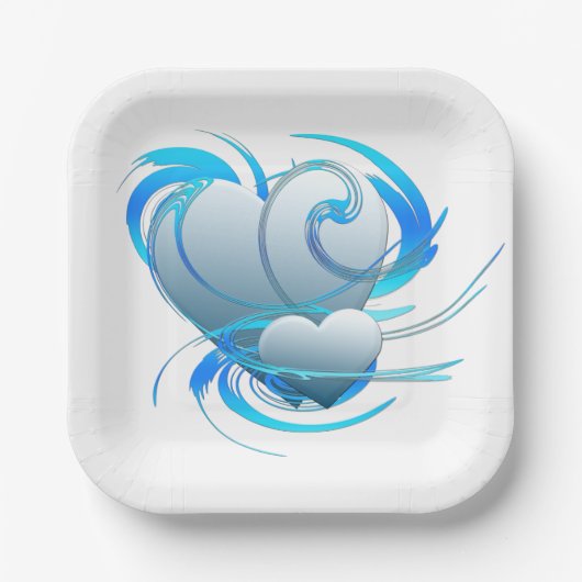Assiettes En Carton Coeurs de tourbillon (Recto)