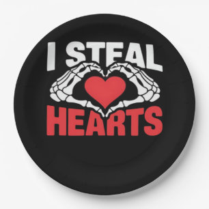 Assiettes En Carton Coeurs de vol Valentines Jour Funny Skeleton Hand 