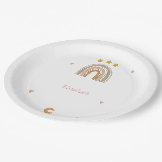 Assiettes En Carton Coeurs des étoiles arc-en-ciel mignons (Angle)