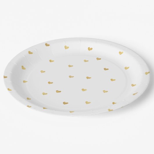 Assiettes En Carton Coeurs d'or (Angle)