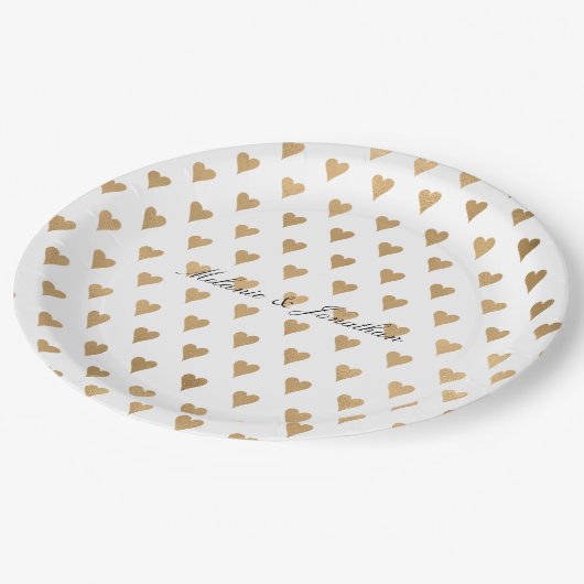 Assiettes En Carton Coeurs d'or (Angle)