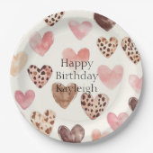 Assiettes En Carton Coeurs Empreintes de léopard Brown roses Anniversa (Devant)