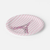 Assiettes En Carton Coeurs et papillons roses Paris Tour Eiffel (Angle)