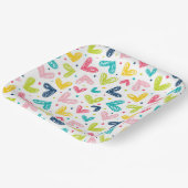 Assiettes En Carton Coeurs et points en style doodé (Angulaire)