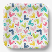 Assiettes En Carton Coeurs et points en style doodé (Recto)