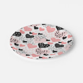 Assiettes En Carton Coeurs et points tirés à la main ID Motif471 (Angle)