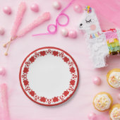 Assiettes En Carton Coeurs et Pois Red & White Mariage Love (Fête)