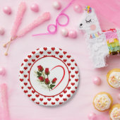 Assiettes En Carton Coeurs Et Rose (Fête)