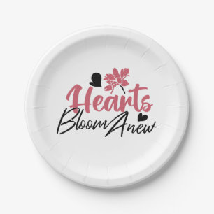 Assiettes En Carton Coeurs fleurissent à nouveau - Citation Florale In
