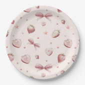 Assiettes En Carton Coeurs fraises Love Ribbon Stars (Devant)