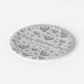 Assiettes En Carton Coeurs gris Heureuse Sainte-Valentin et texte pers (Angle)