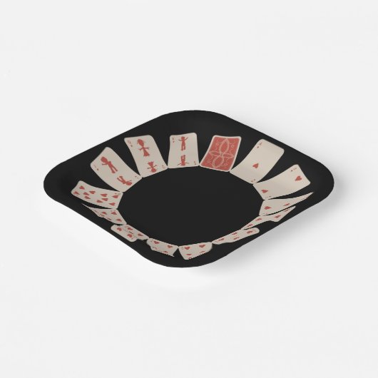 Assiettes En Carton Coeurs Jouer aux cartes Cercle (Angulaire)
