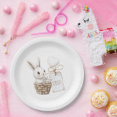 Assiettes En Carton Coeurs lapins blancs dans un Baby shower panier XO (Fête)