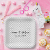 Assiettes En Carton Coeurs Mariages blancs chatoyants (Fête)