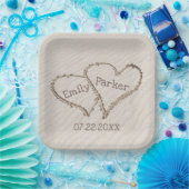 Assiettes En Carton Coeurs mariages dans le sable de plage (Fête)