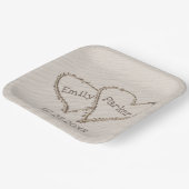 Assiettes En Carton Coeurs mariages dans le sable de plage (Angulaire)
