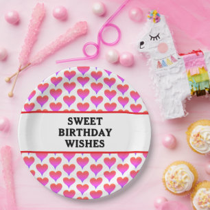 Assiettes En Carton Cœurs ombrés rose violet pour anniversaire