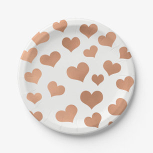Assiettes En Carton Coeurs or Rose métallique Confetti Cuivre blanc