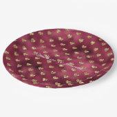 Assiettes En Carton Cœurs Pailletés Or Rouge (Angle)