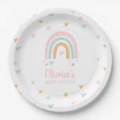Assiettes En Carton Coeurs pastel Baby shower arc-en-ciel (Devant)