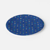 Assiettes En Carton Coeurs Polka dans les tons bleu paon (Angle)