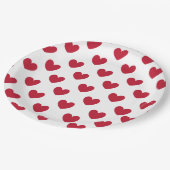 Assiettes En Carton Coeurs polka rouge sur blanc (Angle)