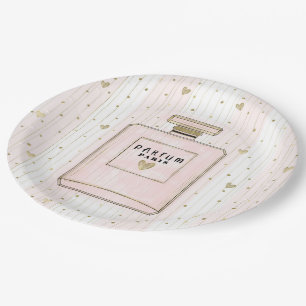 Assiettes En Carton Coeurs rose et or Paris Parfum Chic Mode