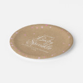 Assiettes En Carton Coeurs rose kraft rustique saupoudrer bébé (Angle)