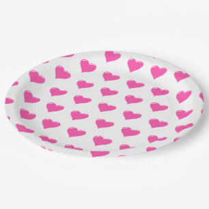 Assiettes En Carton Coeurs roses - Amour