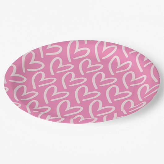 Assiettes En Carton Coeurs roses des Coeurs (Angle)