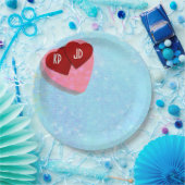 Assiettes En Carton Coeurs roses et rouges avec initiales personnalisé (Fête)