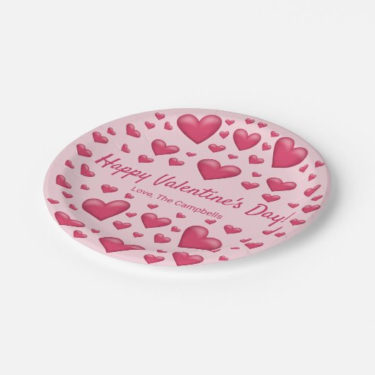 Assiettes En Carton Coeurs roses Heureuse Sainte-Valentin et texte per (Angle)